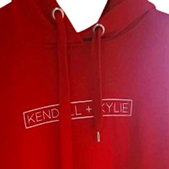 KENDALL AND KYLIE Red Oversized Drawstring Hoodie Size Large - Picture 3 of 8
